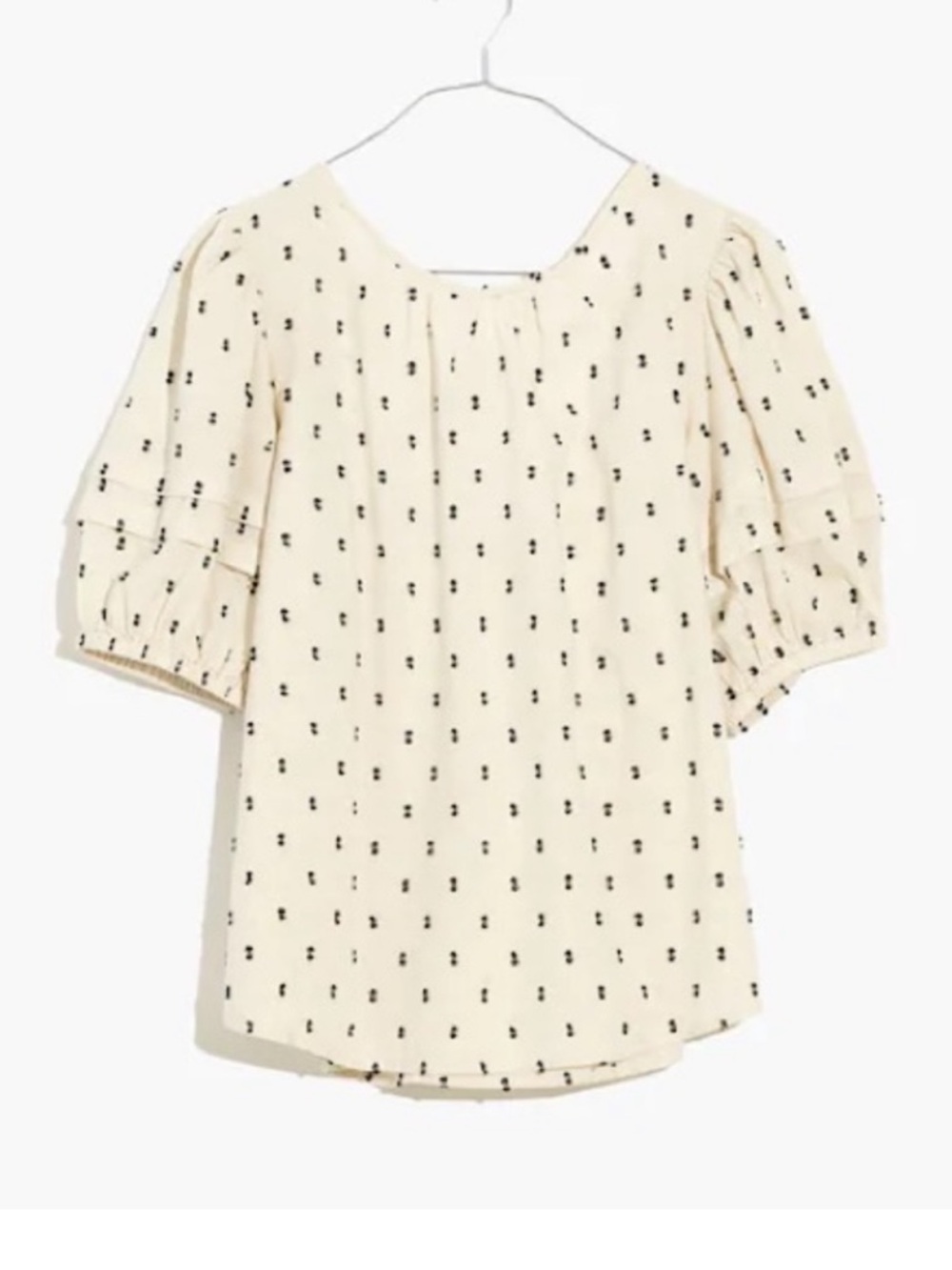 Madewell Cream Puff-Sleeve Printed Women's Top, Size XL
